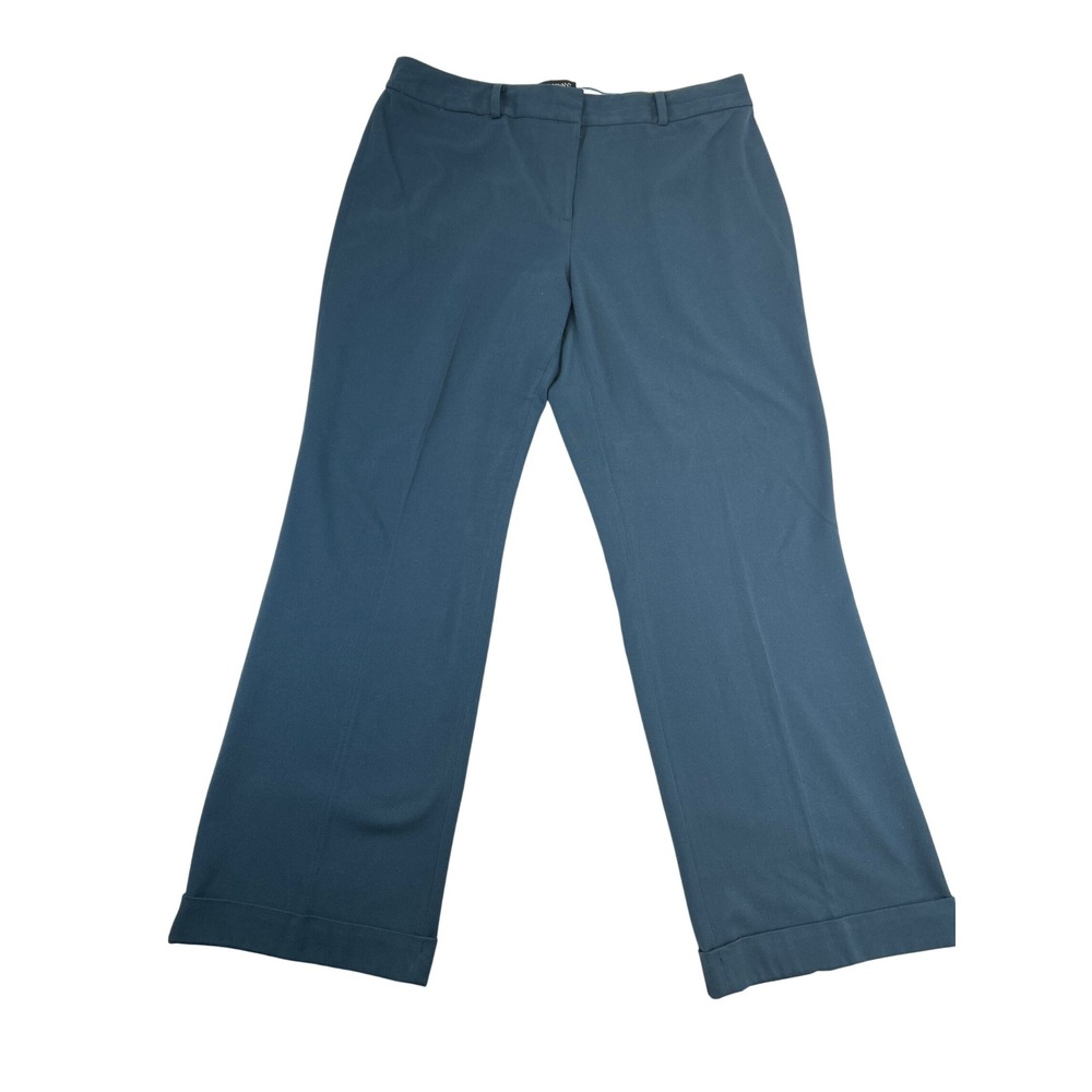 Lane Bryant Dress Pants‎ Women 18 Tall Teal Blue Cuffed Straight Leg Workwear